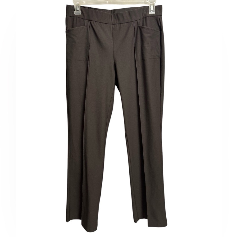 Eileen Fisher Washable Crepe Pull-On Pants Seamed Wren Straight Leg Pockets Med - Picture 5 of 9